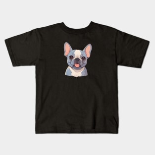 Portrait Lite Blue French Bulldog Kids T-Shirt